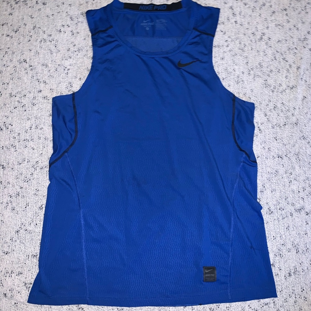 Nike Pro Blue Dri Fit Cuttoff Tank Top